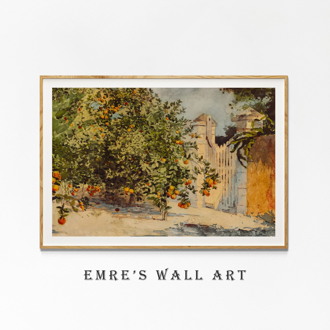 Orange Trees Garden Watercolor, Rustic Kitchen Art Print - Image 4