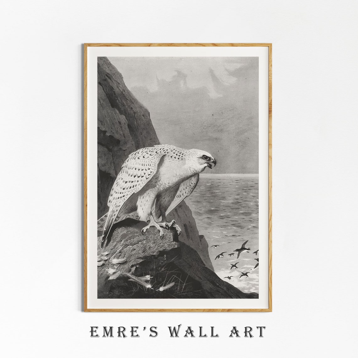 Falcon Vintage Bird Sketch Art Print - Image 2