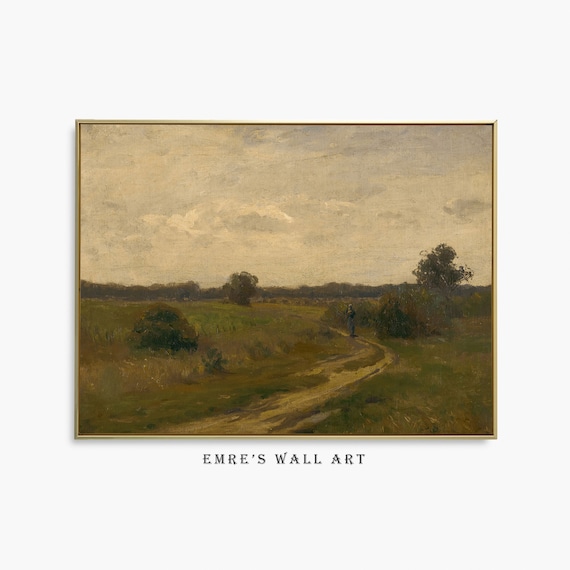 Winding Country Path Through Fields Vintage Pastoral Landscape Poster