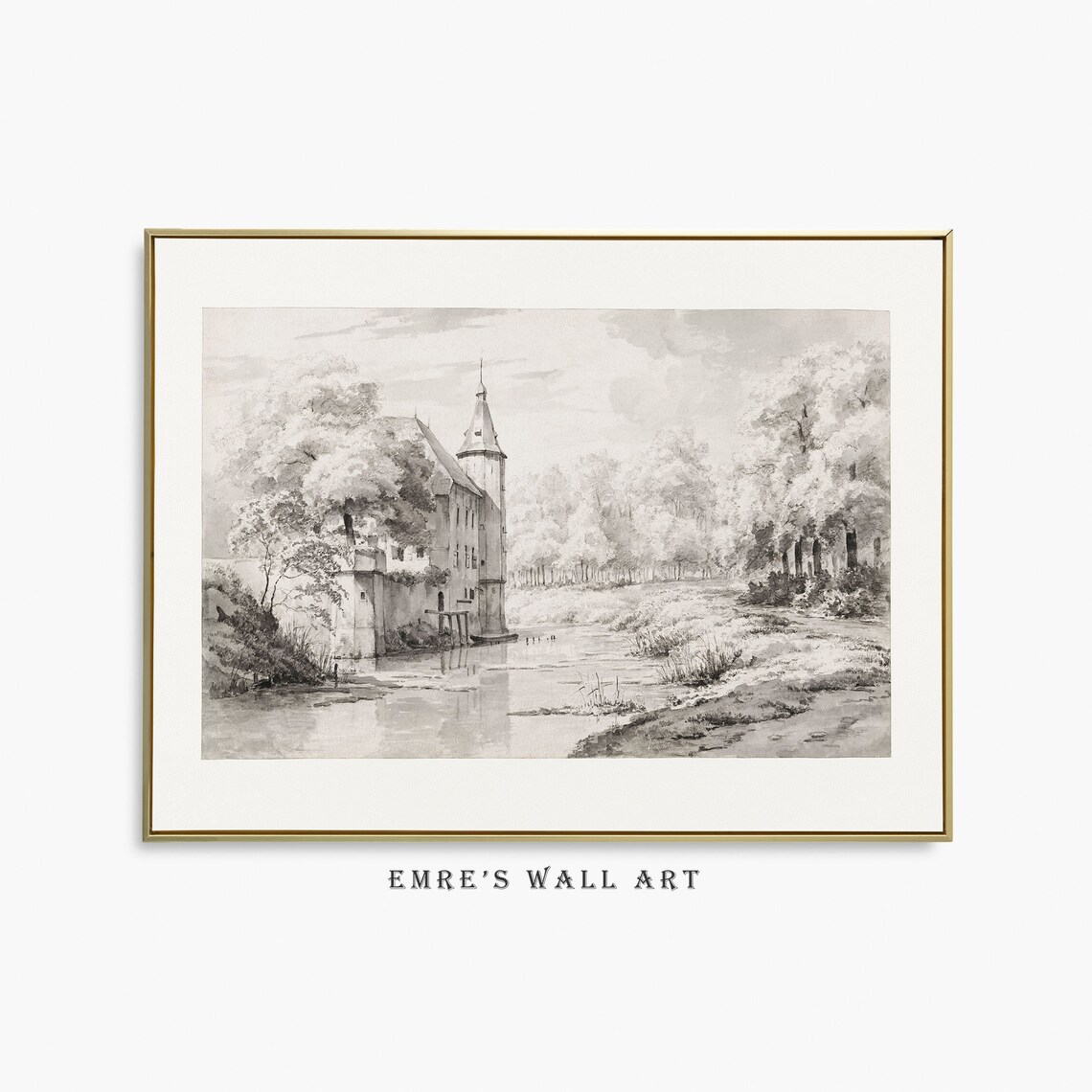 Rustic Sketch Vintage Landscape Art Print - Image 2