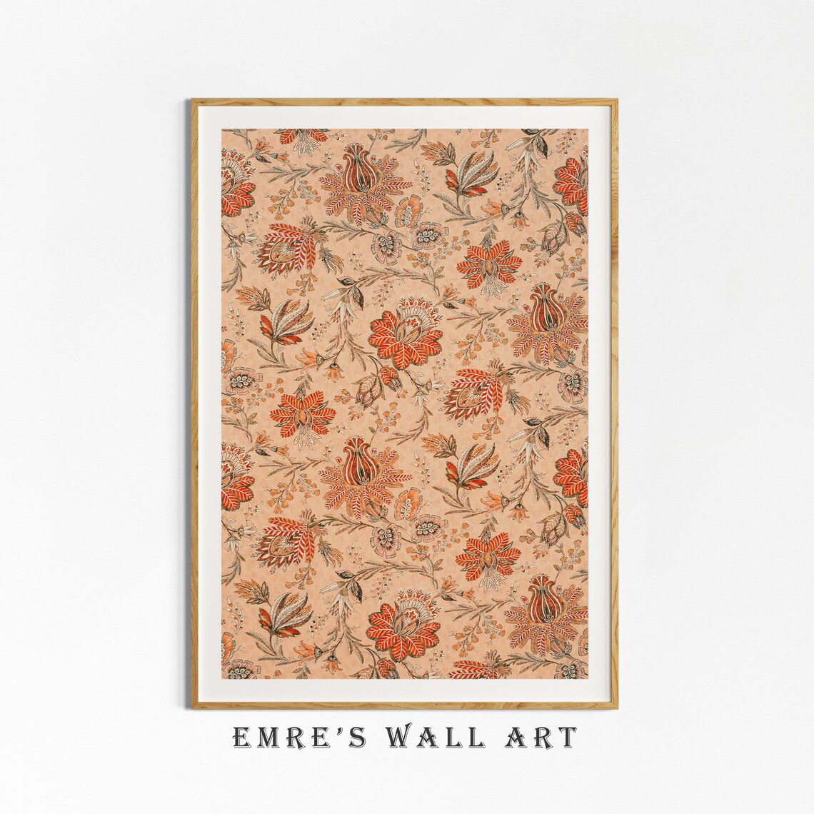 Vintage Rustic Textile Pattern Botanical Autumn Art Print - Image 4