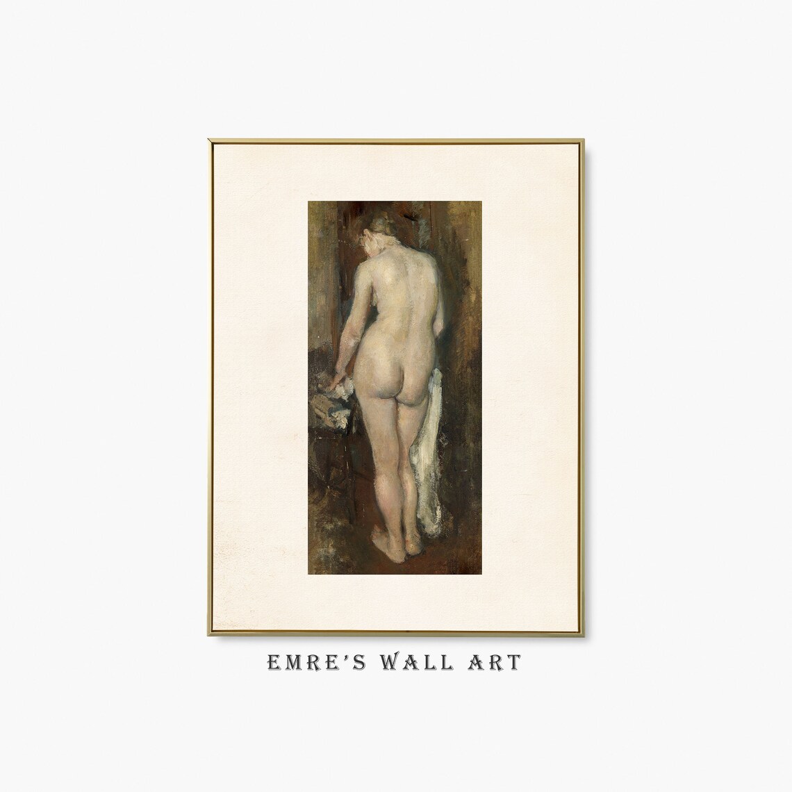 Standing Nude Woman From Behind Vintage Figure Oil Painting Poster