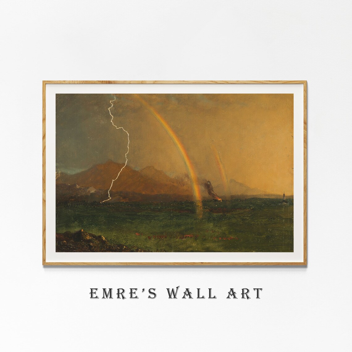 Vintage Thunderstorm Rainbow Landscape Art Print - Image 4