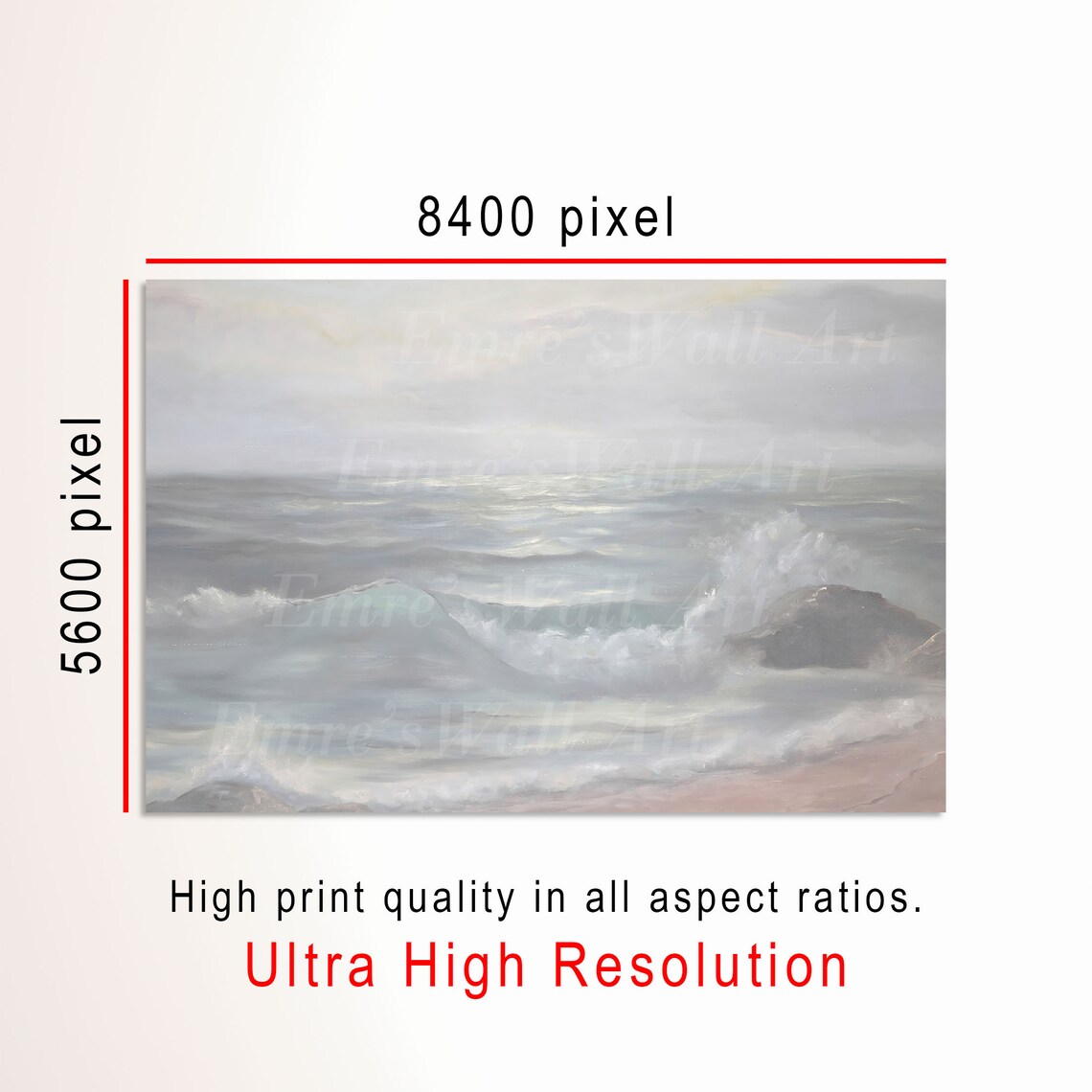 Muted Seascape Vintage Print, Neutral Coastal Farmhouse - Image 3
