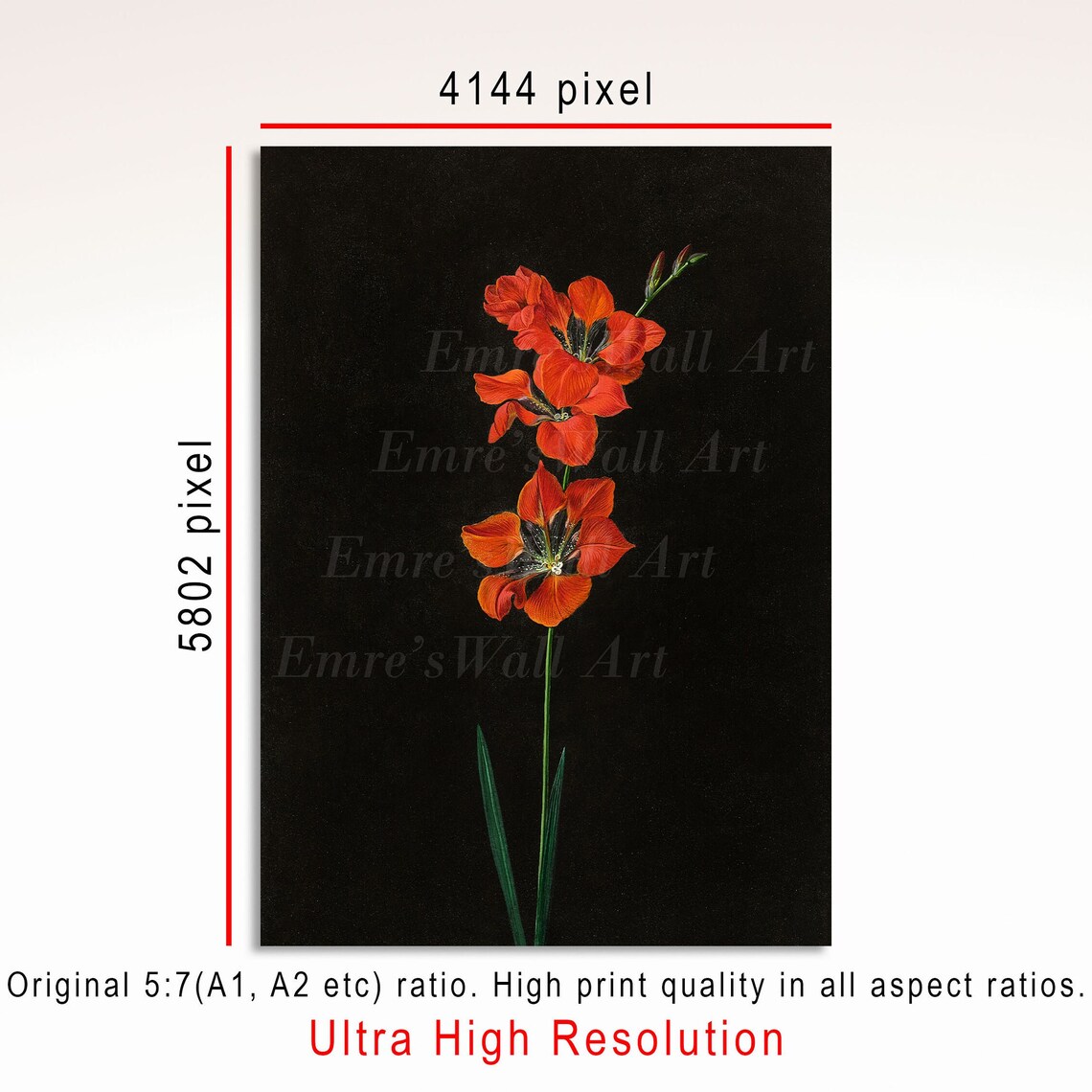 Vintage Lily Still Life Art Print, Dark Moody Floral - Image 3