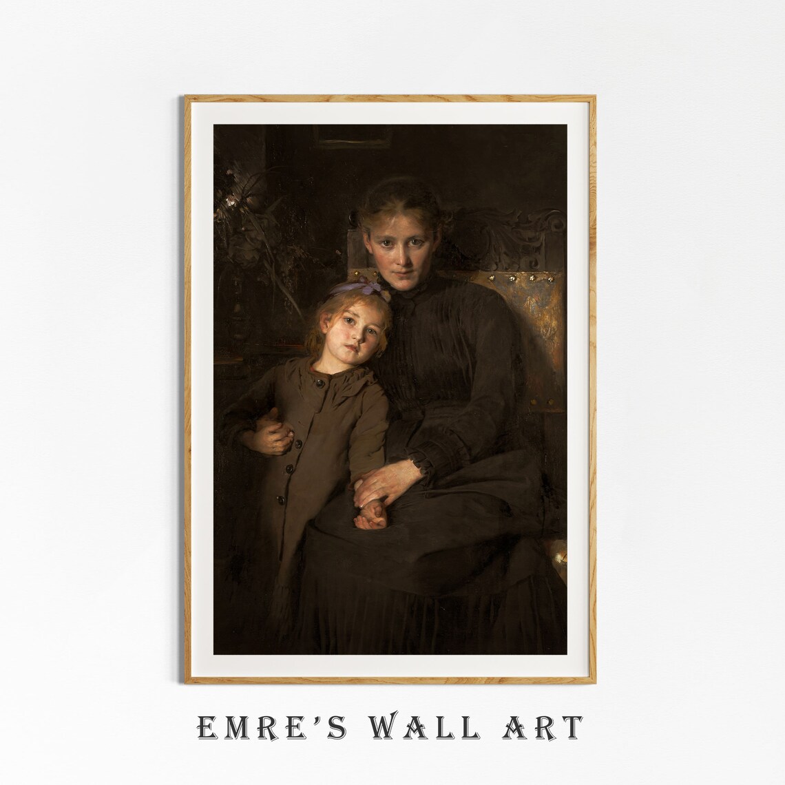 Mother and Daughter Moody Dark Oil Painting Vintage Portrait Poster - Image 4