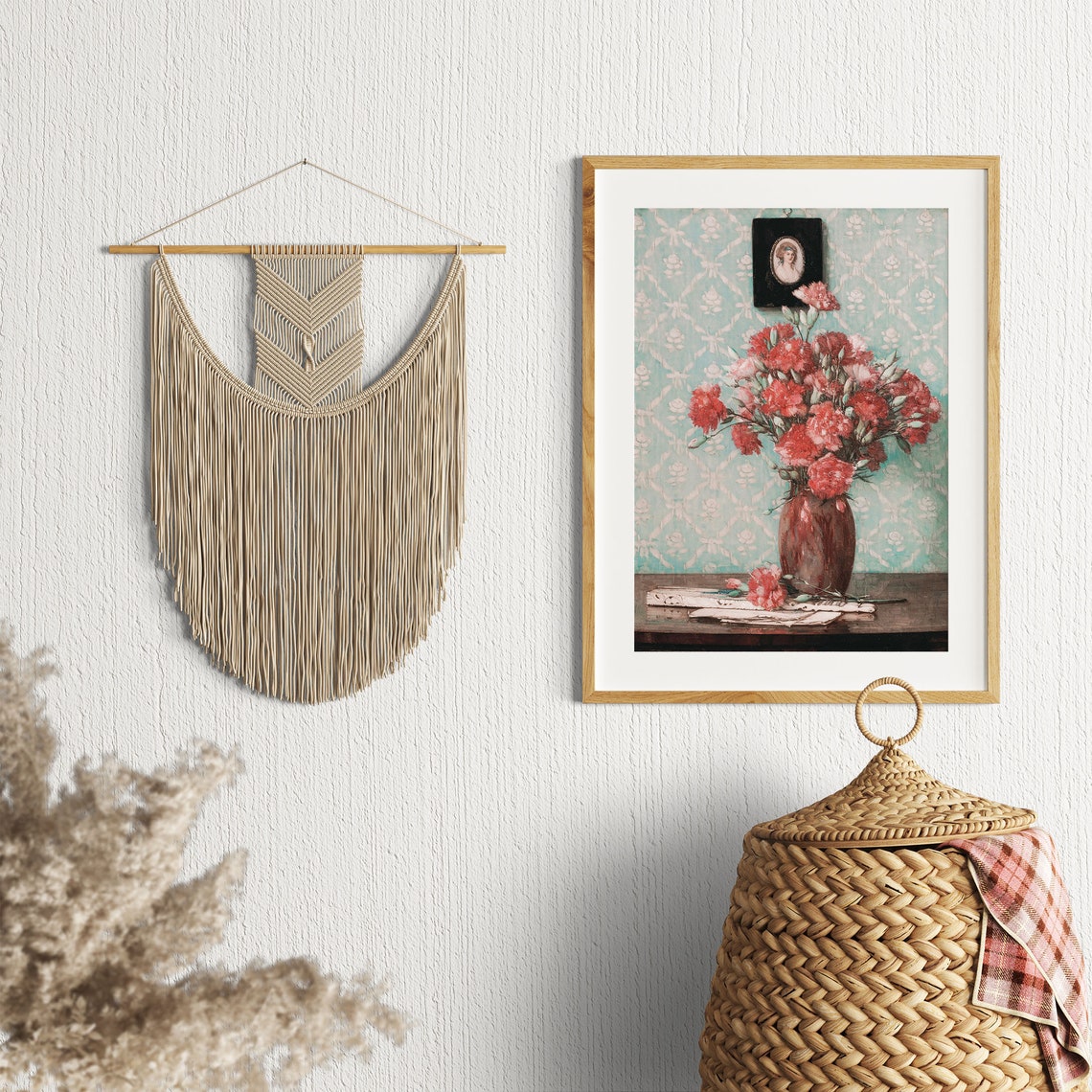 Carnation Still Life Oil Painting Vintage Print Flower Painting Cottage Wall Art Decor Antique Floral Art Print Flower Art - Image 2