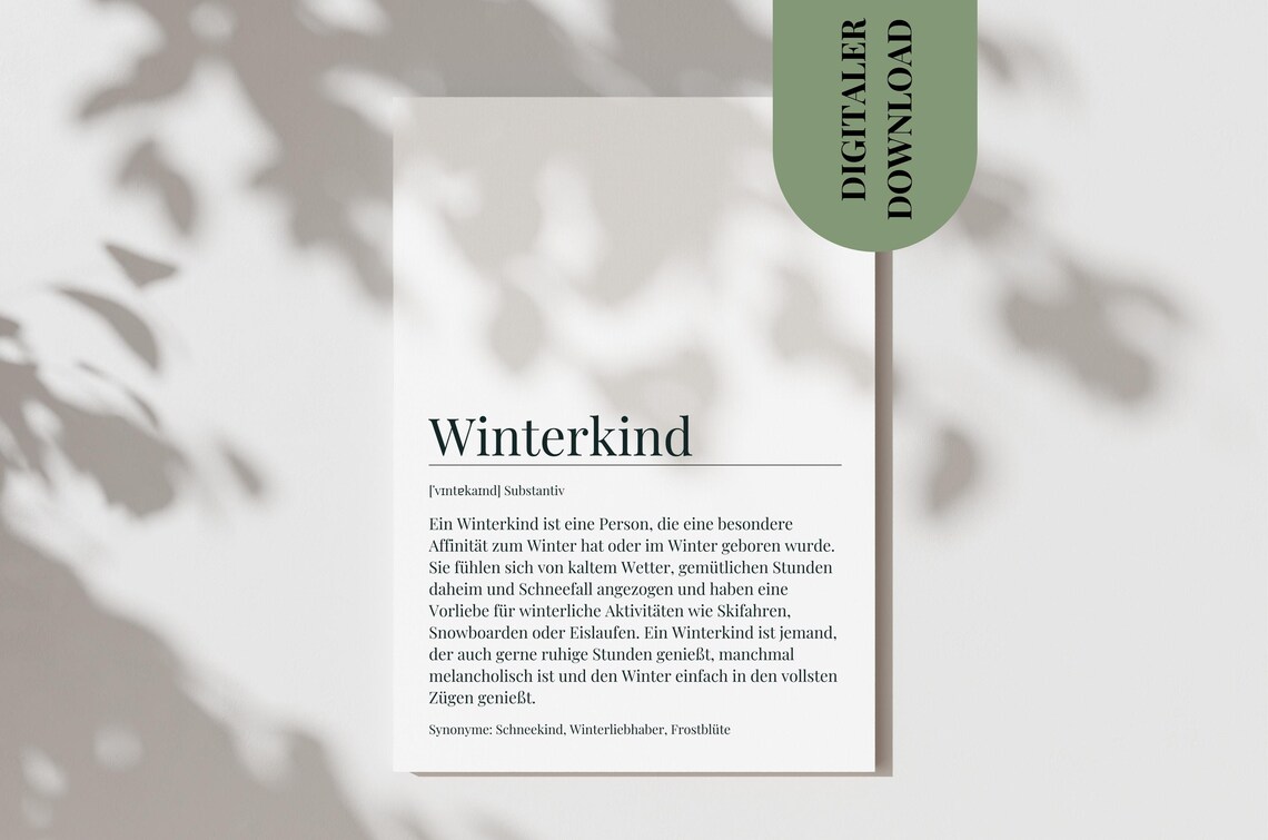 Winterkind German Winter Child Definition Birthday Card Poster