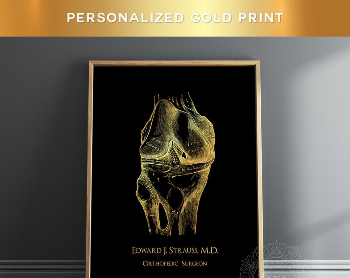 Personalized Surgeon Gold Anatomy Wall Art Print