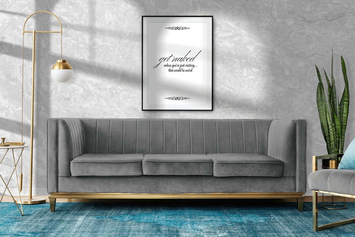 Get Naked Funny Bathroom Print Elegant Script Quote Minimal Style - Image 2