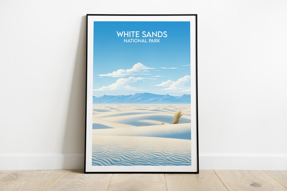 White Sands National Park Blue Sky Desert Dunes Scenic Wall Art