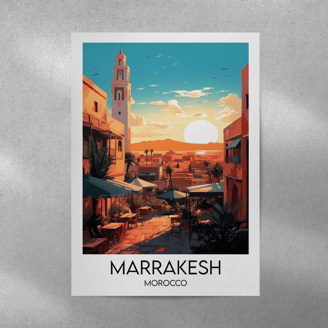 Marrakesh Travel Print Morocco Poster Custom Personalised Wedding Birthday Gift - Image 4