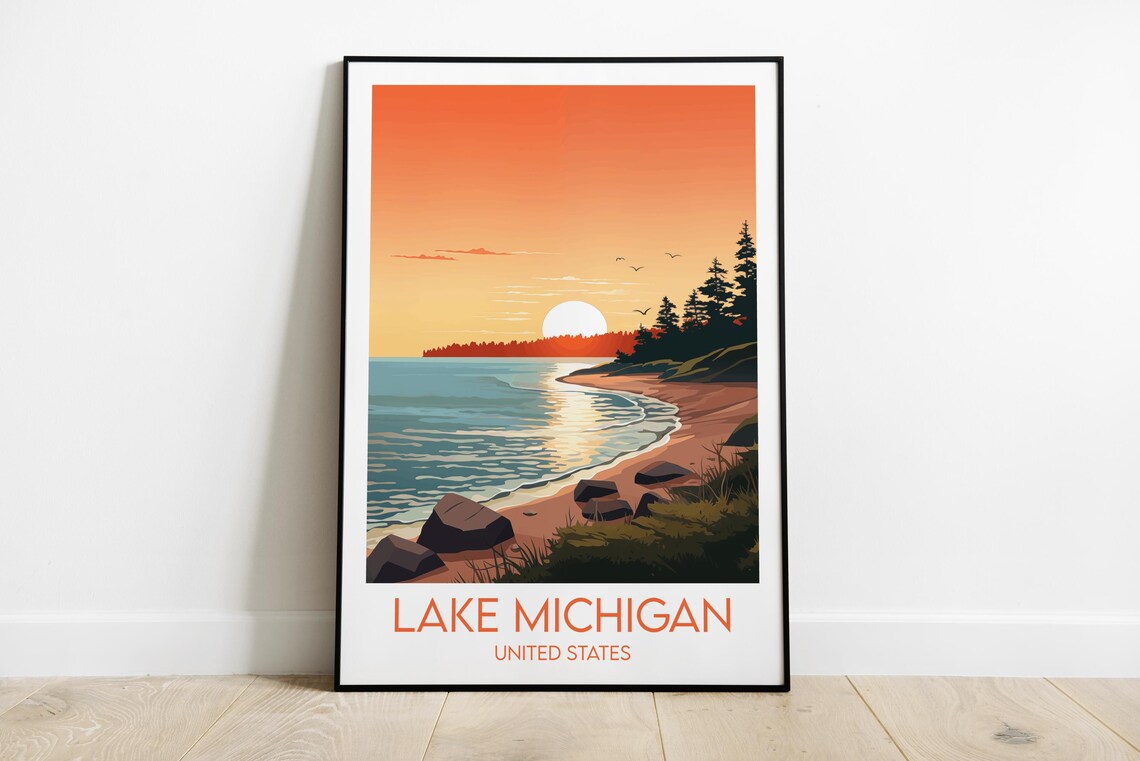 Lake Michigan Custom Personalized Travel Poster