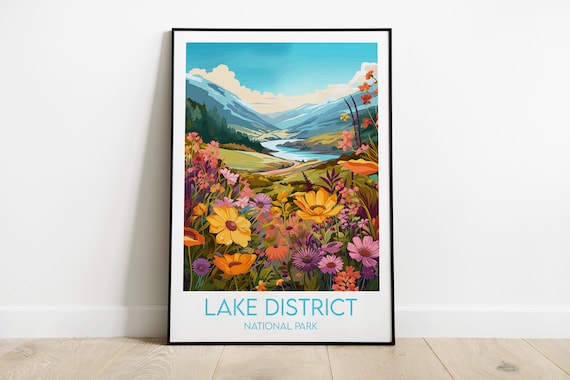 Lake District National Park Colorful Wildflowers Scenic Poster