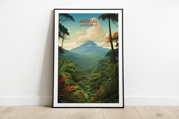Costa Rica Travel Poster, Arenal Volcano Custom Gift