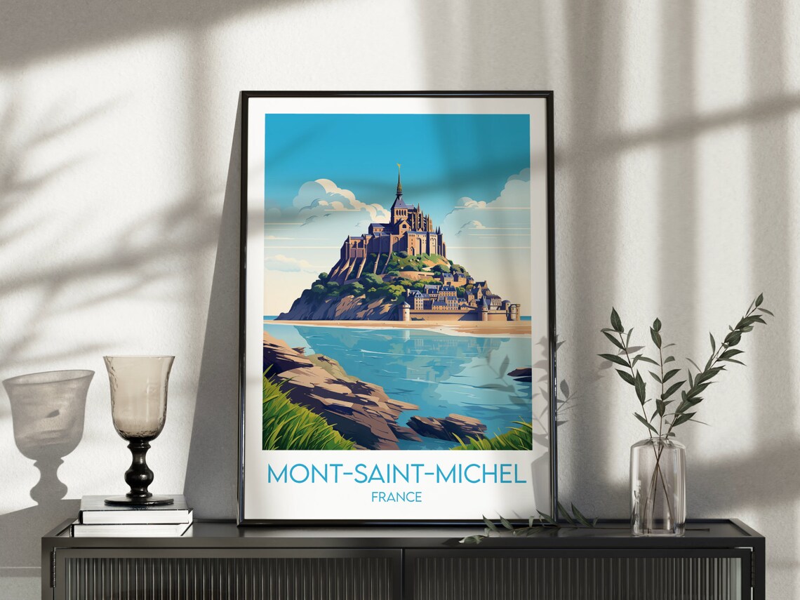 Mont-Saint-Michel Abbey Island Tidal Bay France Travel Poster - Image 4