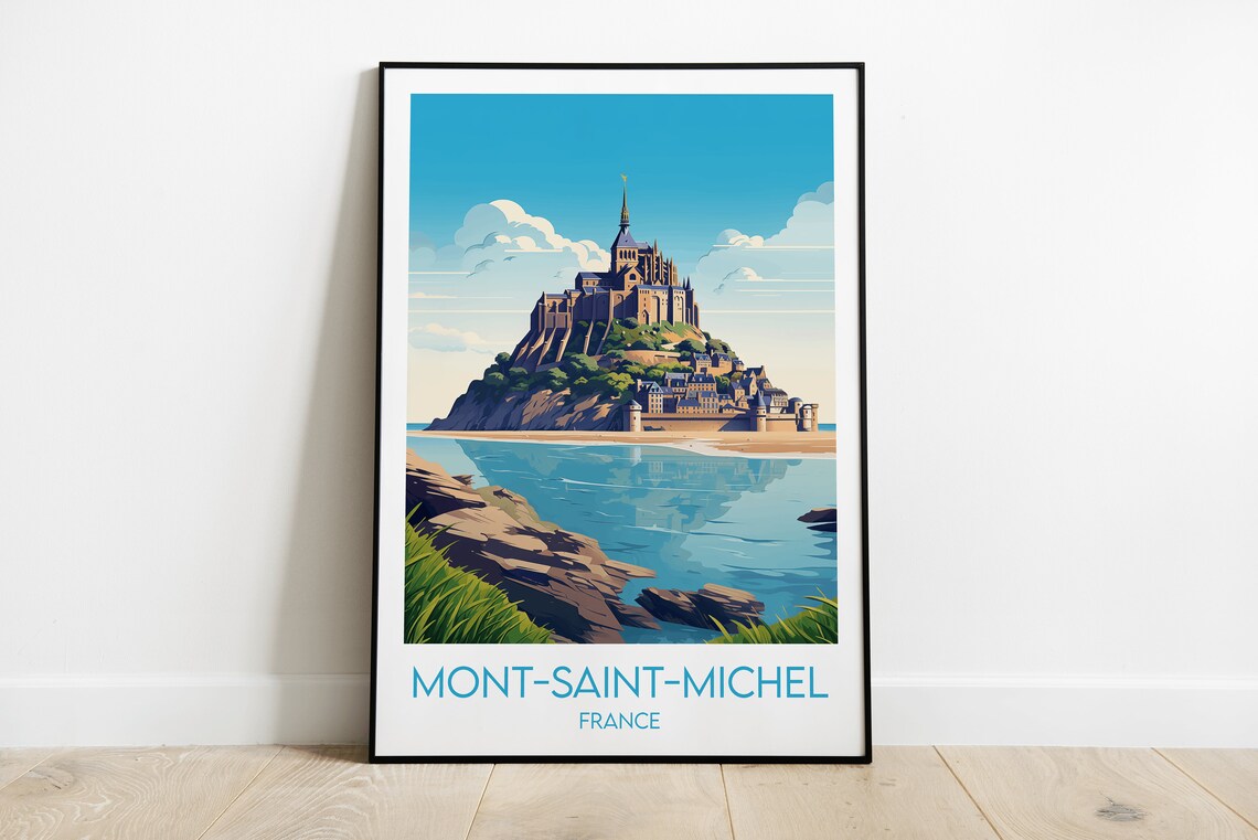 Mont-Saint-Michel Abbey Island Tidal Bay France Travel Poster