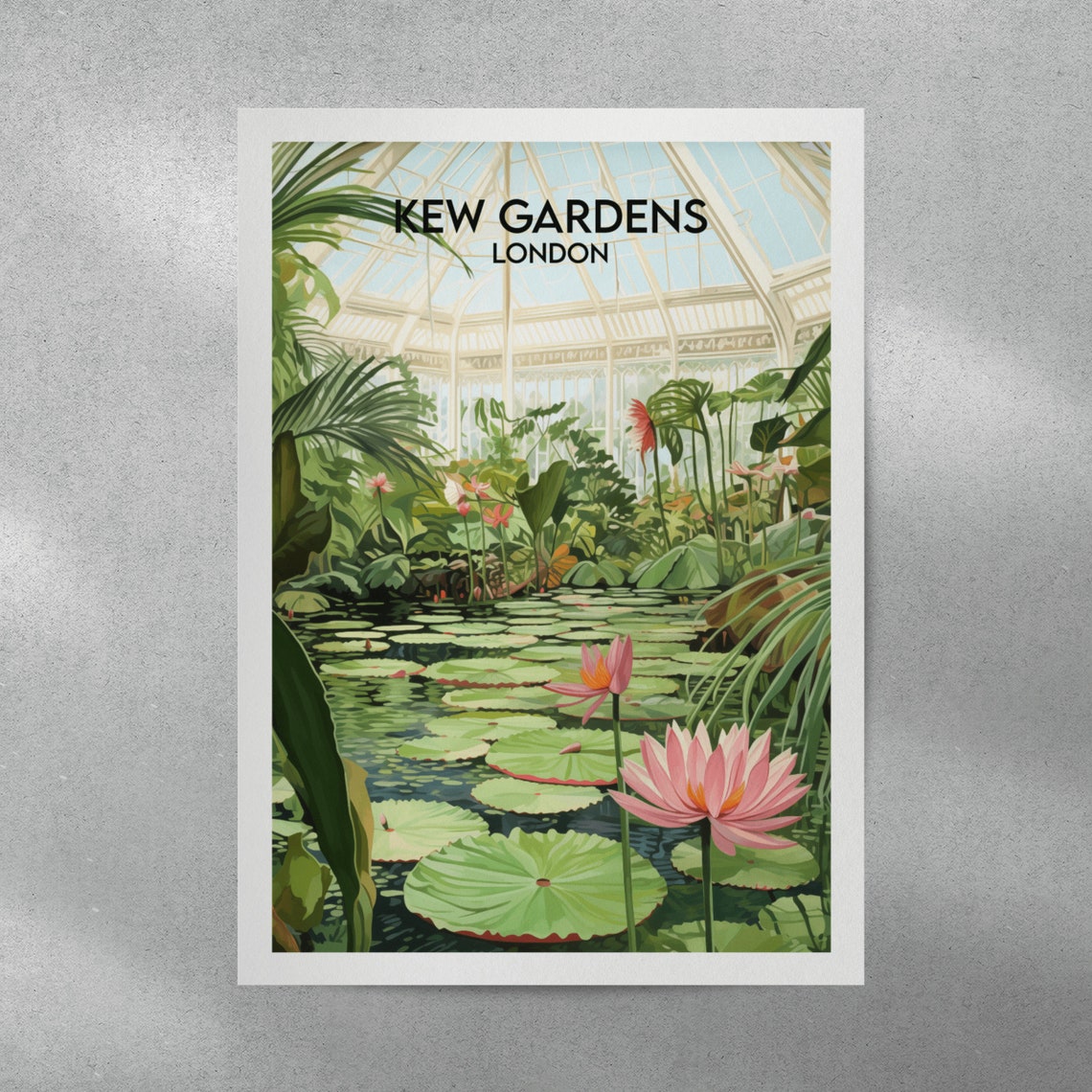 Kew Gardens London Lily Pad Pond Lush Tropical Plants Poster - Image 2