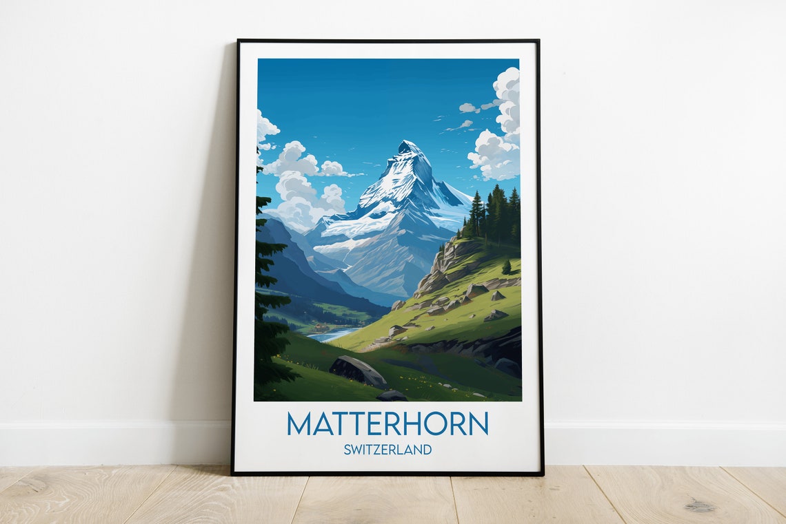 Scenic Matterhorn Switzerland Iconic Pyramid Peak Alpine Poster