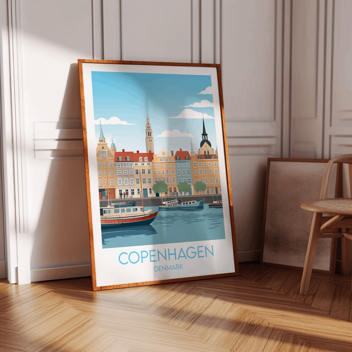Copenhagen Denmark Nyhavn Harbor Colorful Illustration Poster - Image 2