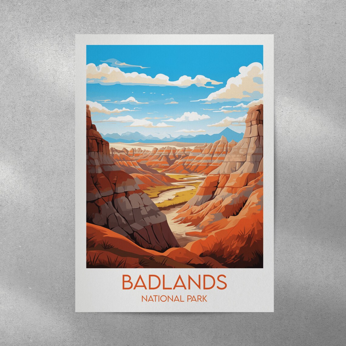 Badlands National Park Red Rock Canyon Layers Retro Travel Poster - Image 3