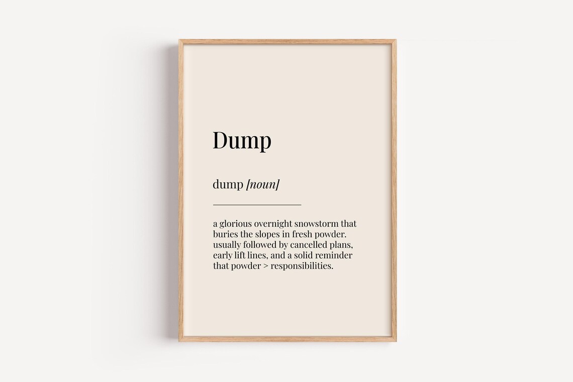Dump Definition Ski Poster, Funny Dictionary Art Print