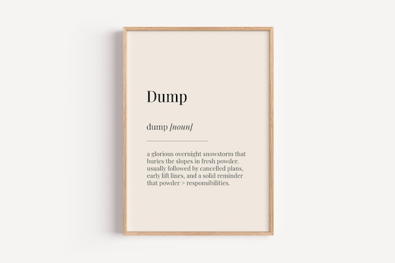 Dump Definition Ski Poster, Funny Dictionary Art Print