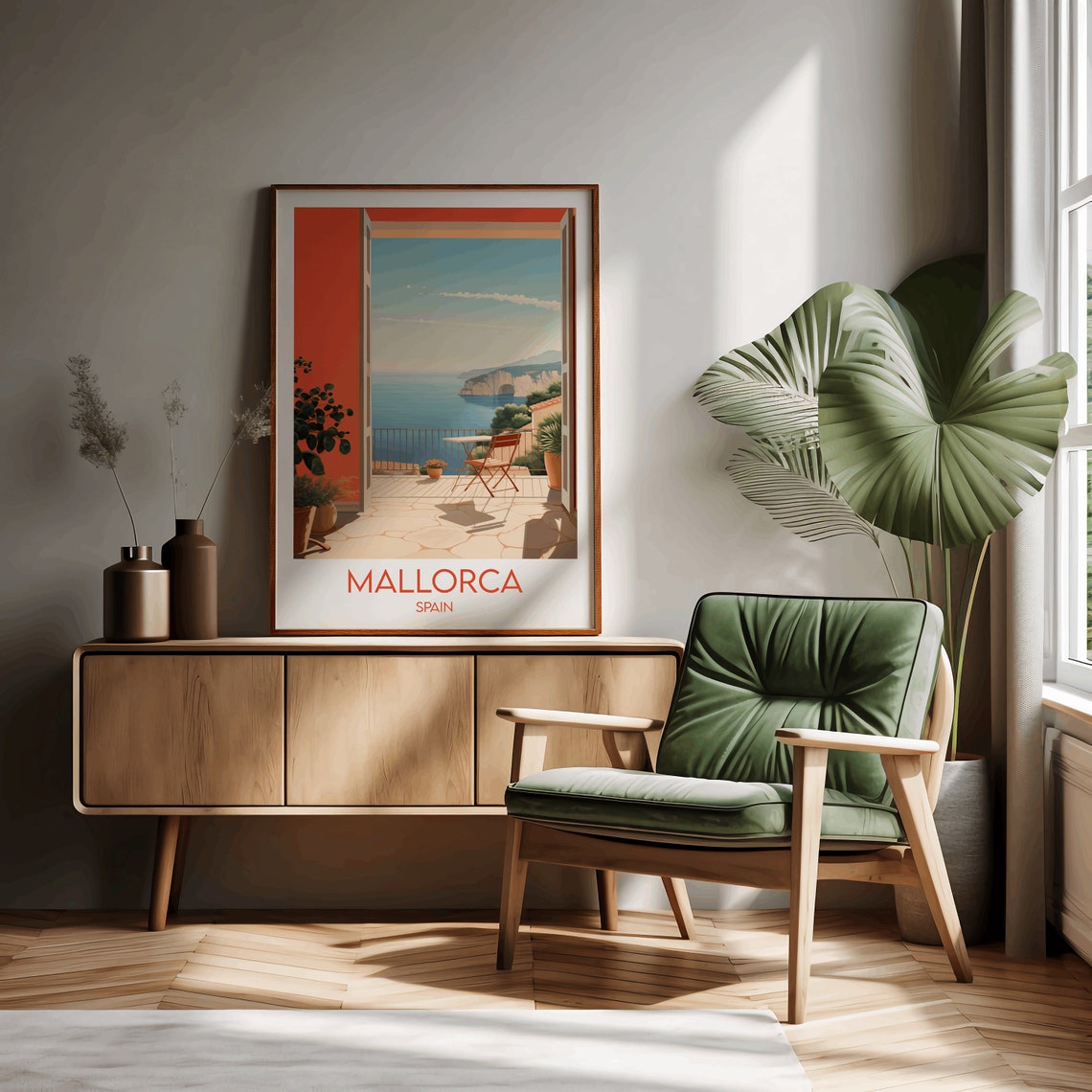 Mallorca Spain Terrace Balcony Sea View Coastal Travel Poster - Image 3