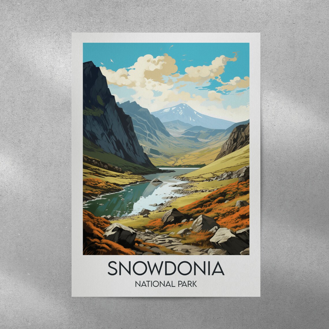 Snowdonia National Park Mountain Valley Lake Vintage Travel Poster - Image 5