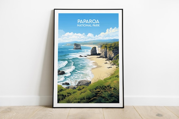 Paparoa National Park Coastal Cliffs Vintage Style Travel Poster