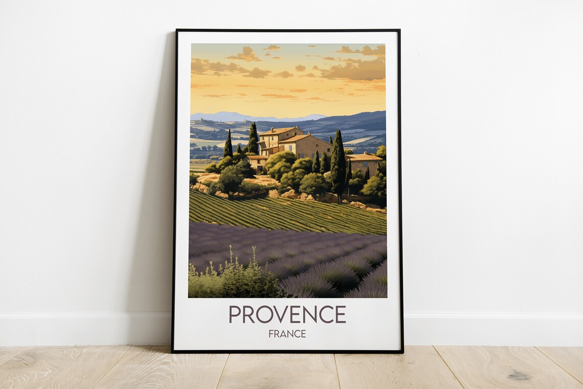 Provence France Golden Lavender Countryside Scenic Travel Poster