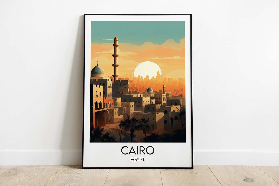 Cairo Travel Print Egypt Poster Custom Personalised Wedding Birthday Gift