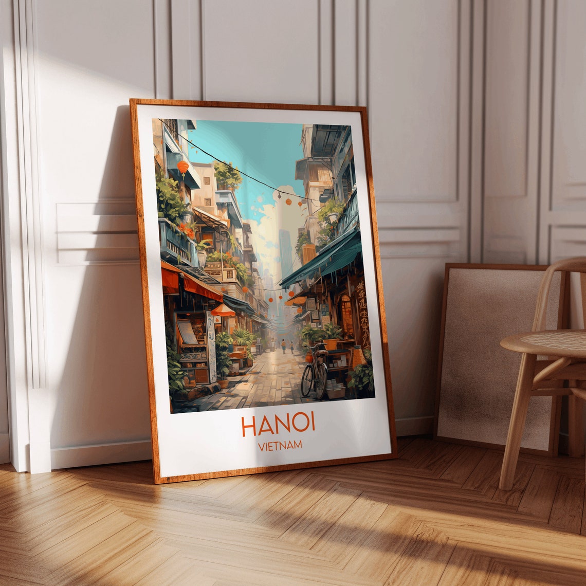 Hanoi Vietnam Old Quarter Street Lanterns Vintage Travel Poster - Image 4