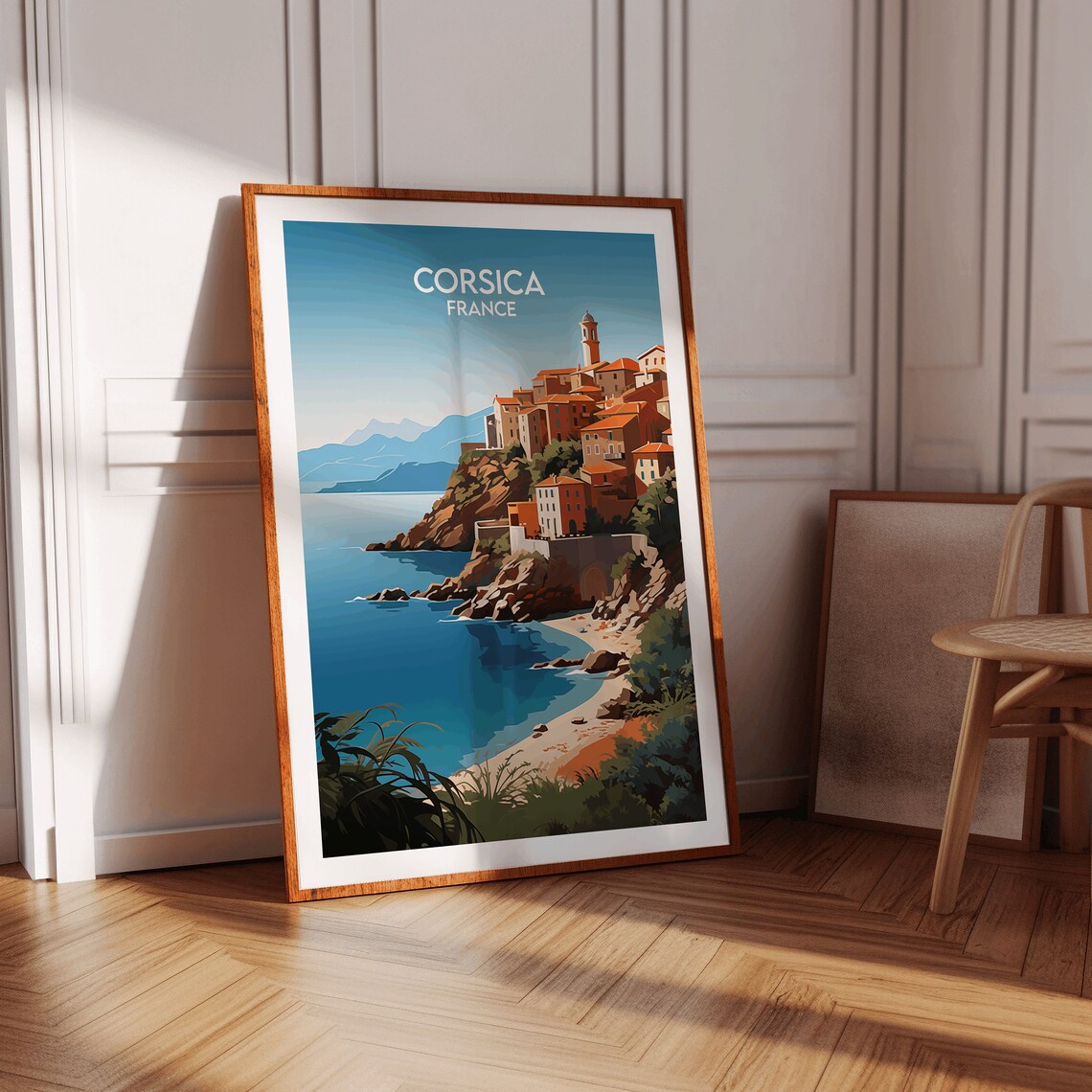 Corsica France Cliffside Village Mediterranean Sea Travel Poster - Image 2