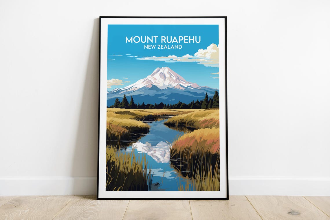 Mount Ruapehu New Zealand Marsh Stream Mountain Vista Poster