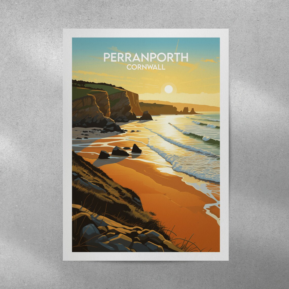 Perranporth Travel Poster, Cornwall Place Print - Image 4
