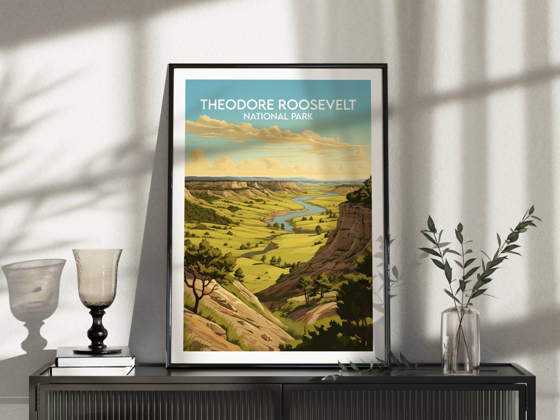 Theodore Roosevelt National Park Badlands River Canyon Poster - Image 5