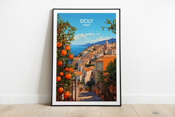 Sicily Travel Poster, Italy Custom Personalised Gift