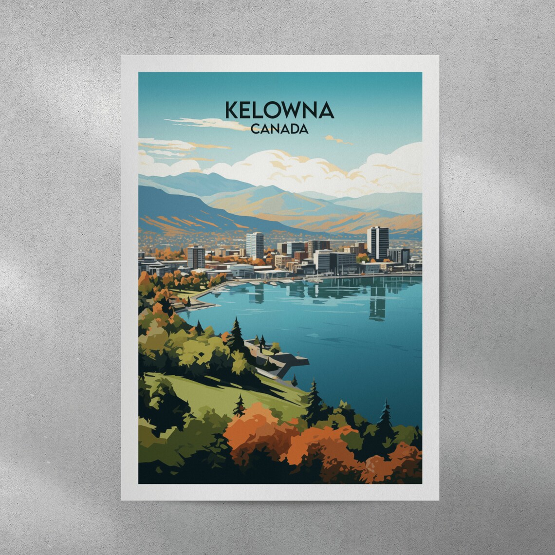 Kelowna Travel Poster, Canada Custom Personalised - Image 4