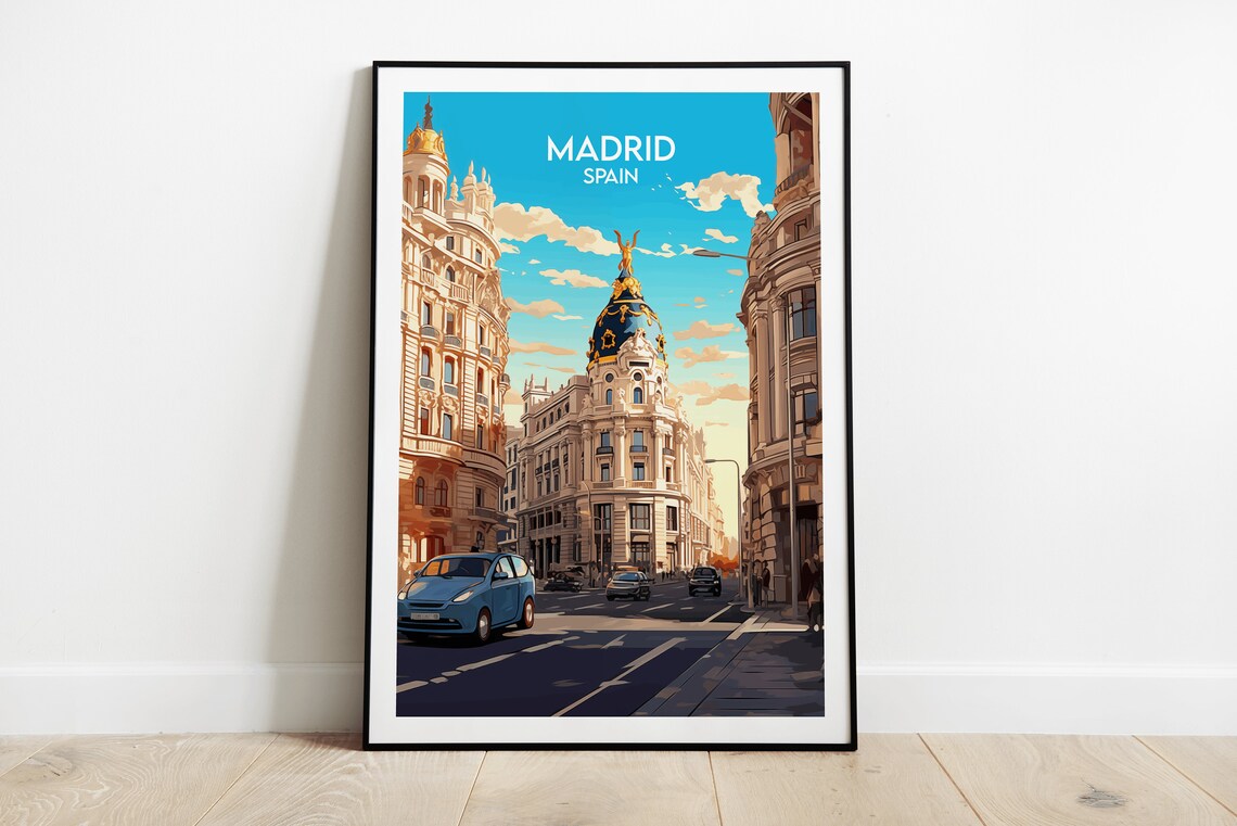 Madrid Travel Poster, Custom Personalised Gift