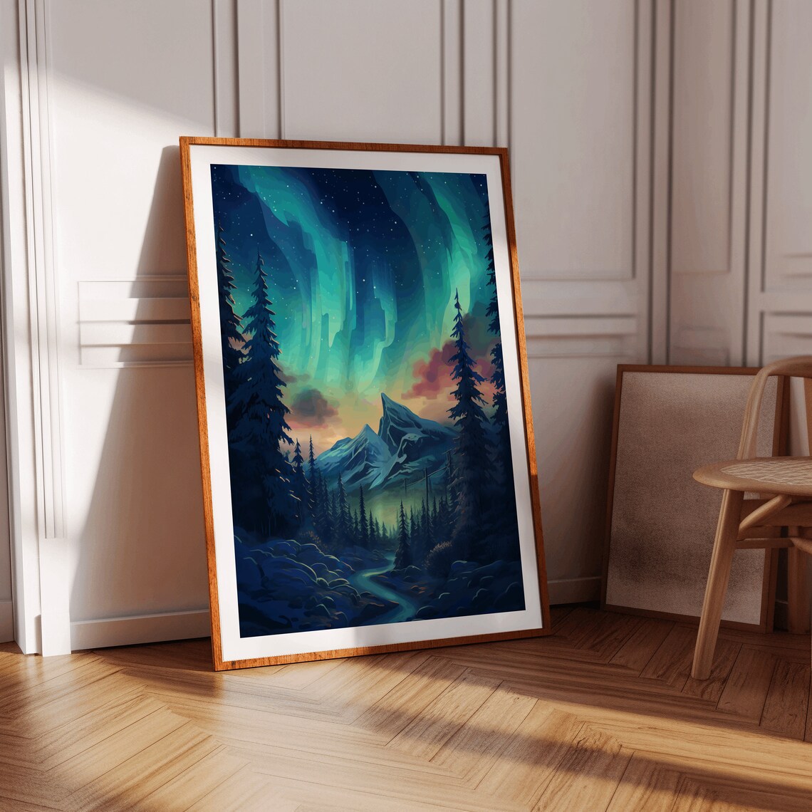 Northern Lights Scandinavia Art Print, Custom Personalised - Image 3
