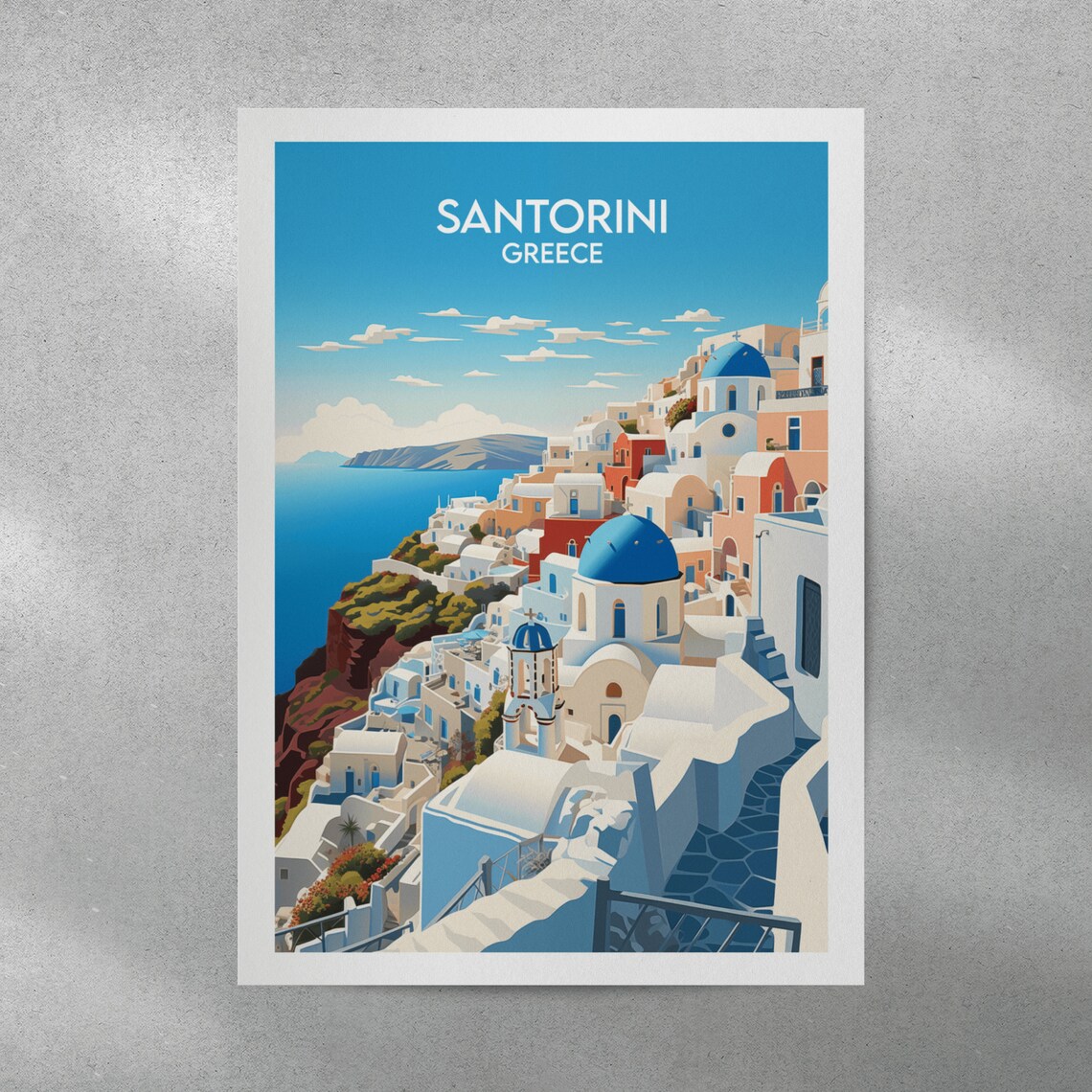 Santorini Travel Poster, Greece Custom Gift Print - Image 4