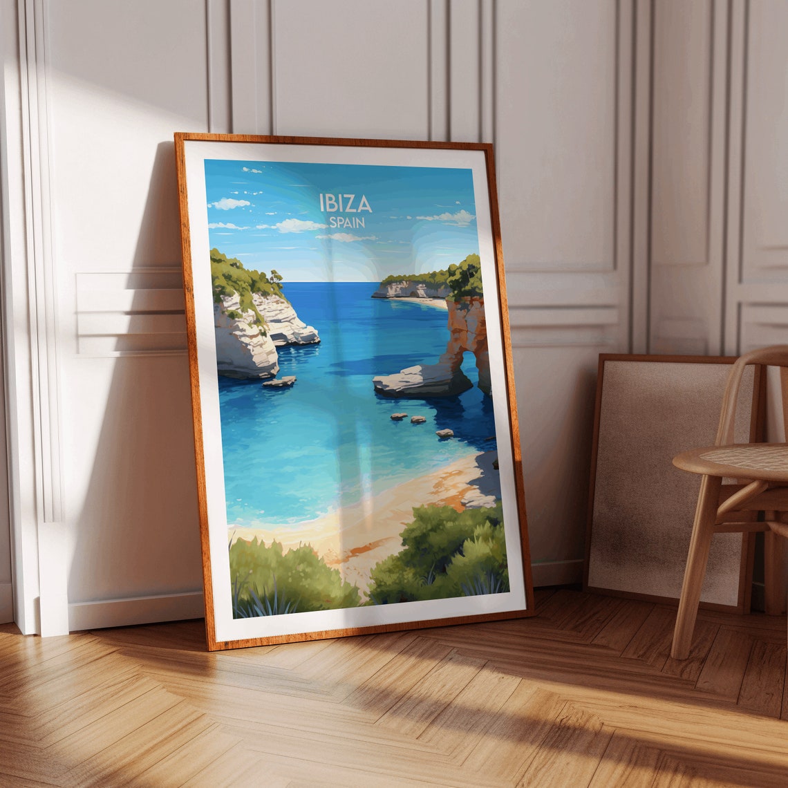 Ibiza Spain Turquoise Cove Hidden Beach Cliffs Seaside Art Poster - Image 2