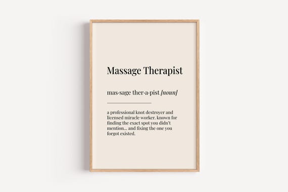 Massage Therapist Definition Art Print, Funny Office Decor