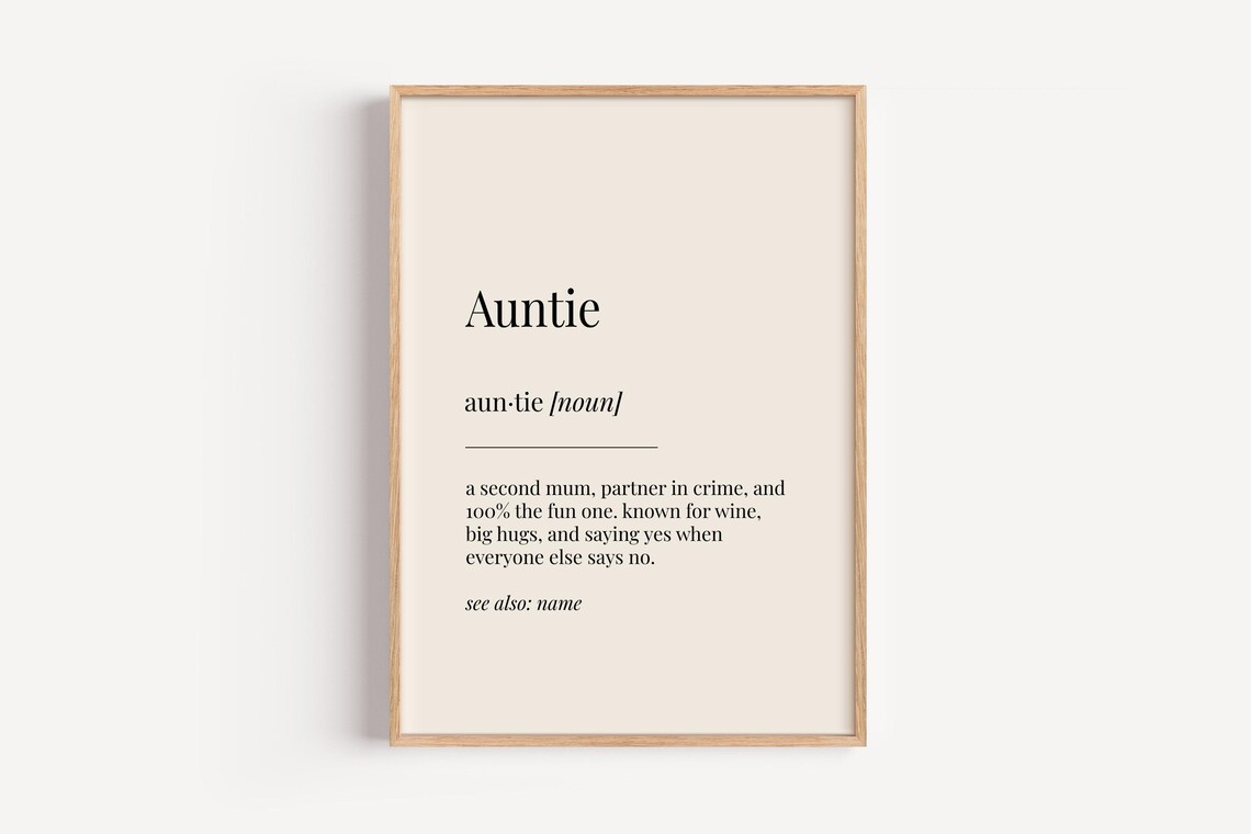 Auntie Definition Dictionary Art Family Birthday Gift Poster