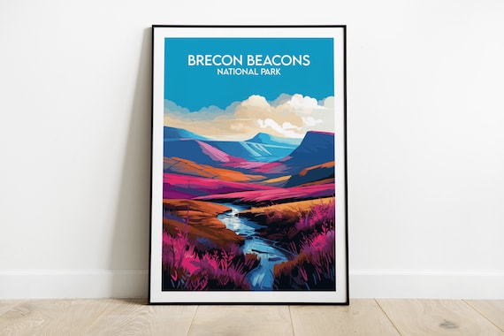 Brecon Beacons National Park Purple Moor Stream Dramatic Travel Poster