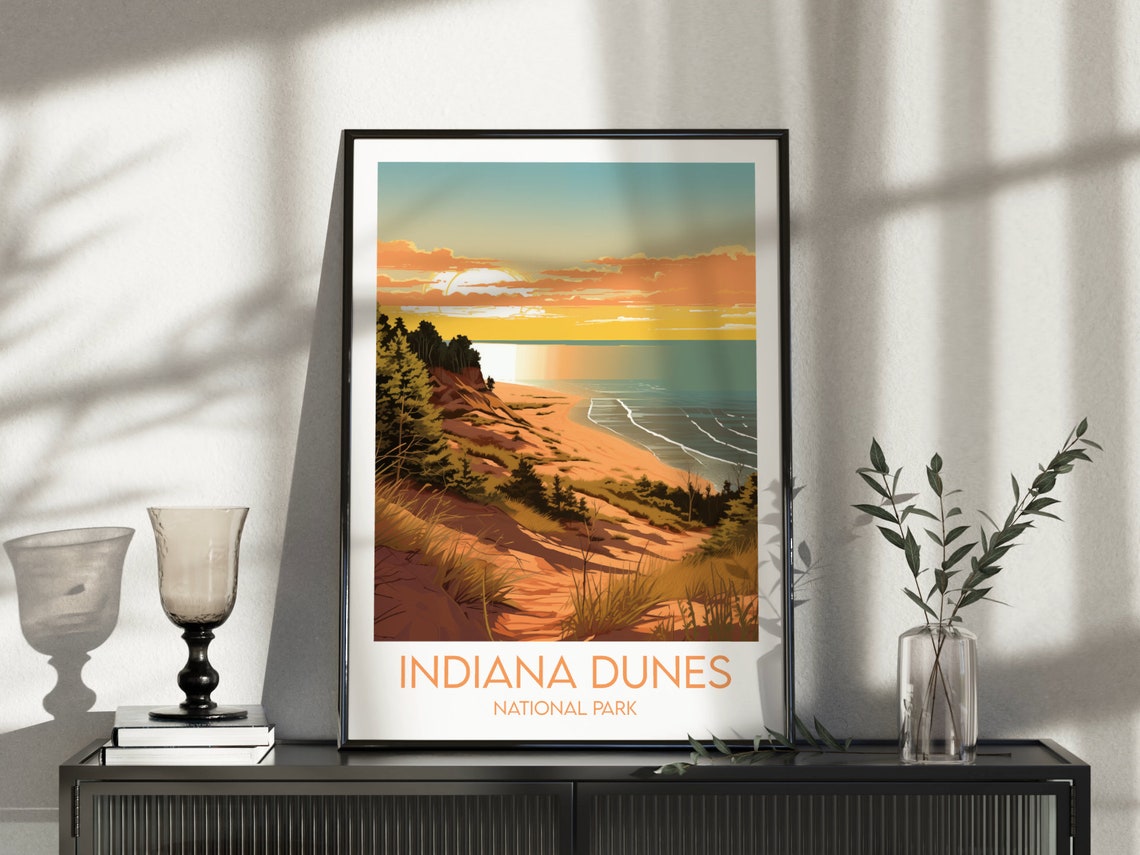 Indiana Dunes National Park Dune Sunset Vintage Travel Poster - Image 3