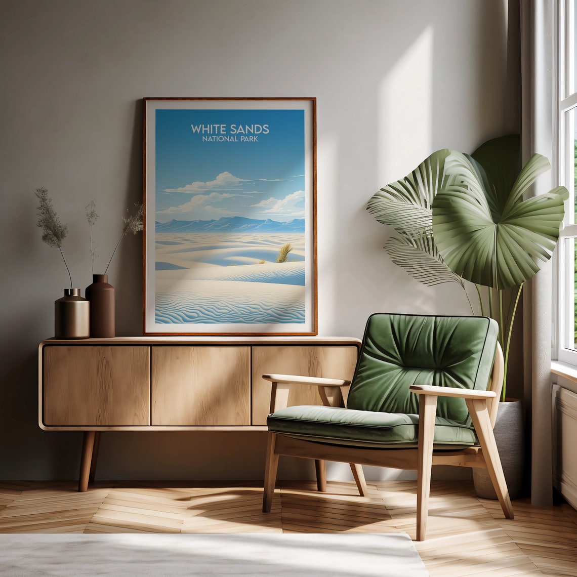 White Sands National Park Blue Sky Desert Dunes Scenic Wall Art - Image 2