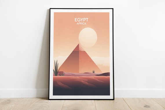 Egypt Africa Pyramid at Sunset Minimalist Desert Travel Poster