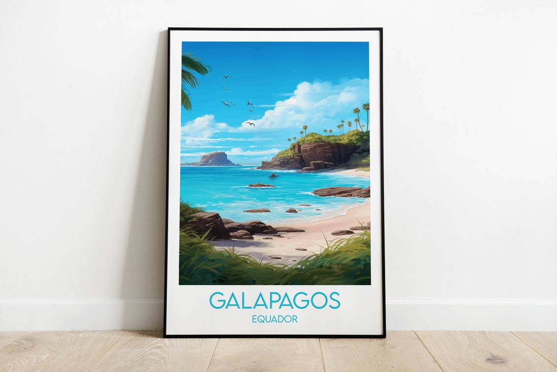 Galapagos Islands Travel Print Ecuador Poster Custom Personalised Wedding Birthday Gift